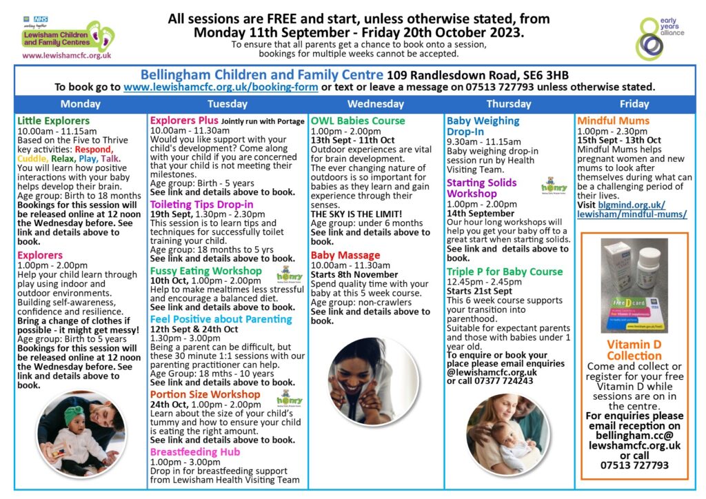 Timetable - Lewisham Children & Family Centre